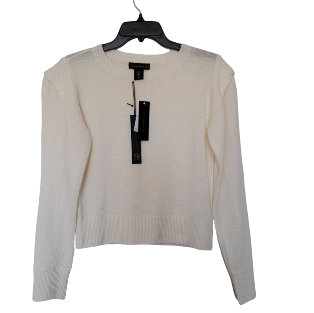 House of Harlow 1960 Cashmere Cream Crew Neck Sweater